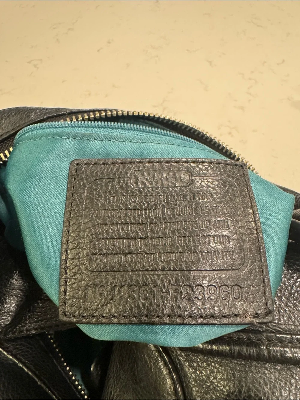 Coach Black Pebbled Leather Hobo Shoulder Bag with Tassel